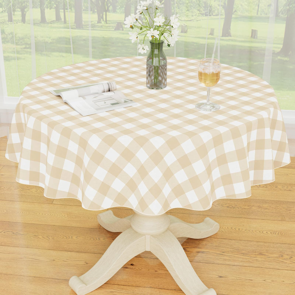 Smiry Picnic Table Cloth, Vinyl Tablecloths with Flannel Backing, 60"x84"