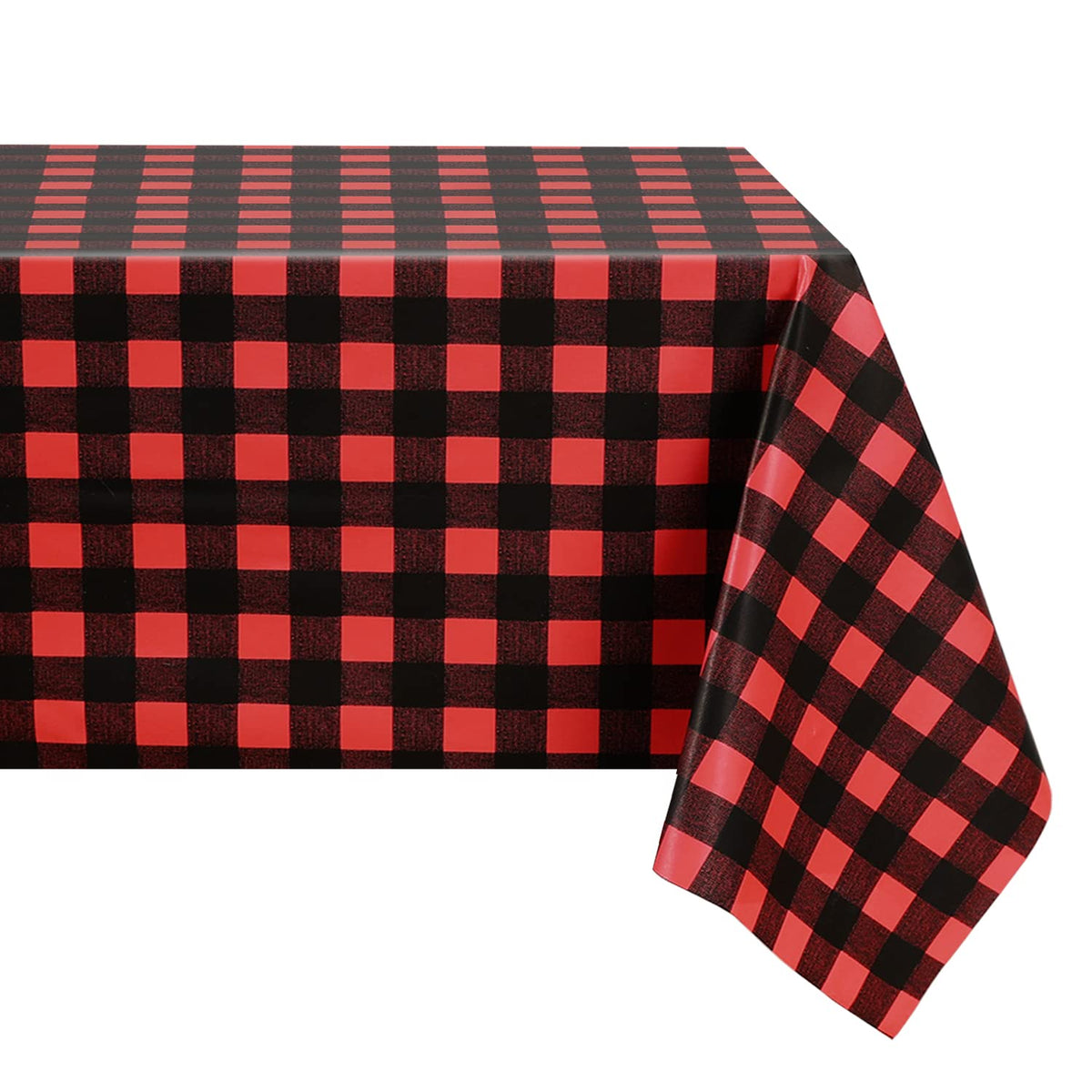 Romanstile Rectangle Vinyl Tablecloth, 100% Waterproof Buffalo Gingham Plastic Table Cloth, Heavy Duty Wipeable Checkered Table Covers for Outdoor, Camping, Picnic, Patio - 54 x 78, Light Blue