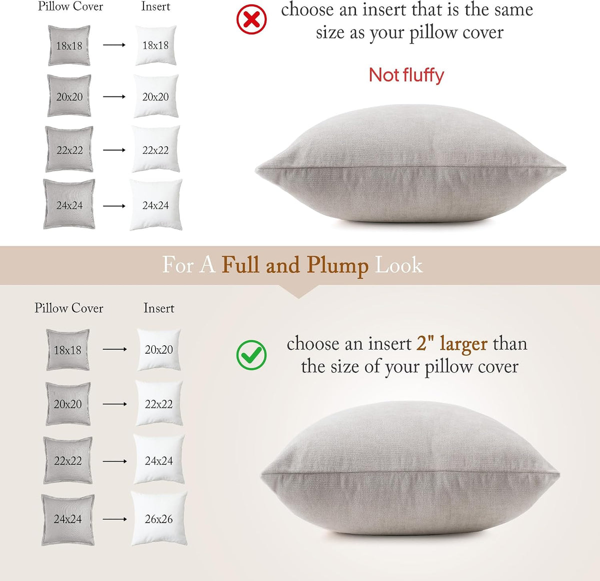 puredown® Feather Throw Pillow Inserts 22 x 22 (Pack of 2, White), Big Throw Pillows for Floor, Couch, Bed, Machine Washable