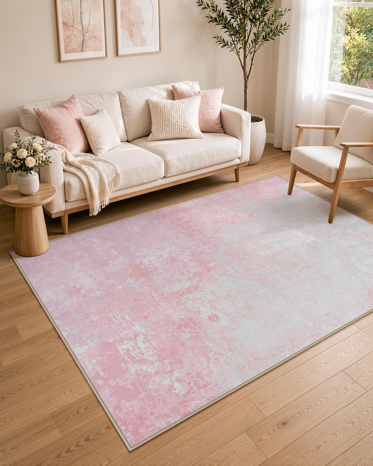 Lahome Modern Abstract Washable 5x7 Area Rugs for Living Room, Colorful Soft Bedroom Rug Low Pile Non Slip,Stain Resistance Dining Room Carpet for Nursery Office Entrance Home Office Decor