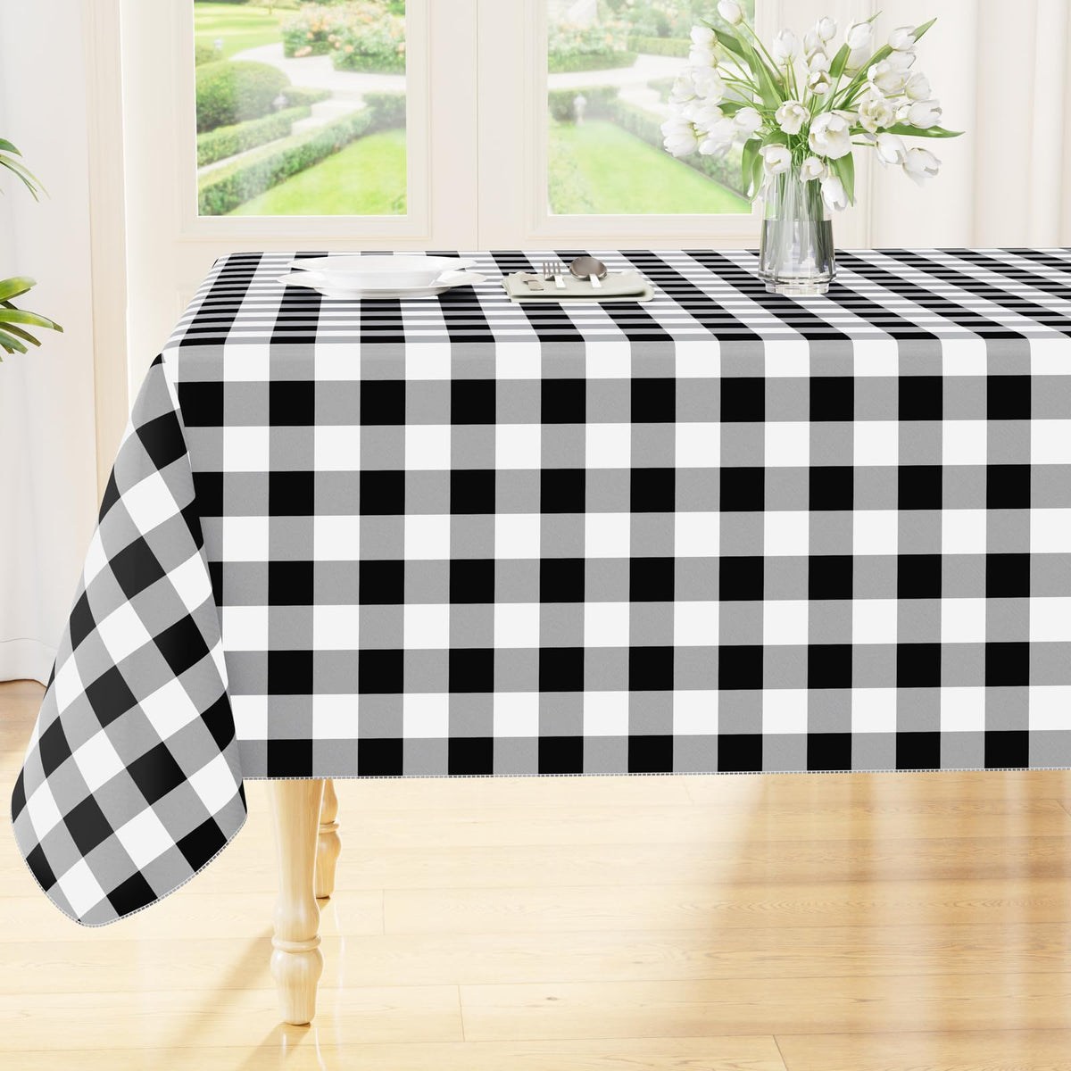 Smiry Picnic Table Cloth, Vinyl Tablecloths with Flannel Backing, 60"x84"