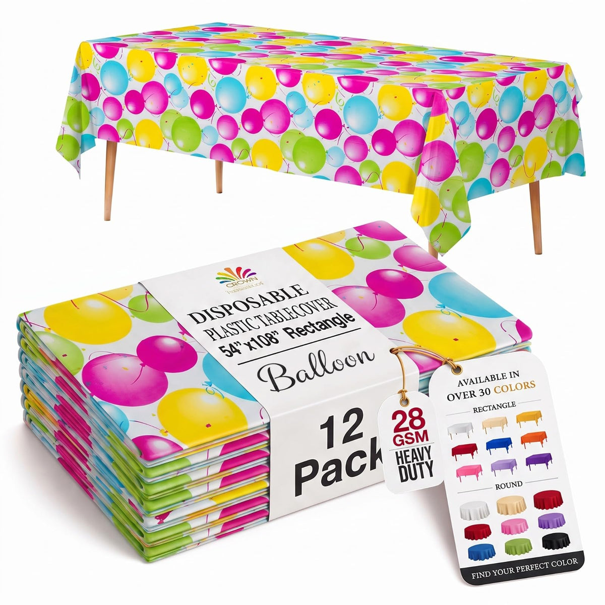 Exquisite 12-Pack Premium Plastic Tablecloth 12-Pack Premium Plastic Tablecloth 84in. Round Table Cover - Emerald Green