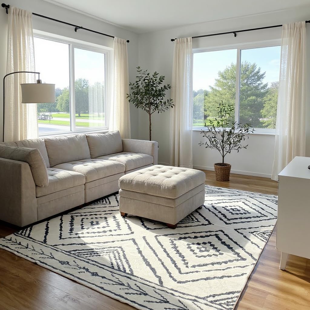 BESTSWEETIE 5'x7' Washable Area Rug for Living Room Bedroom Black