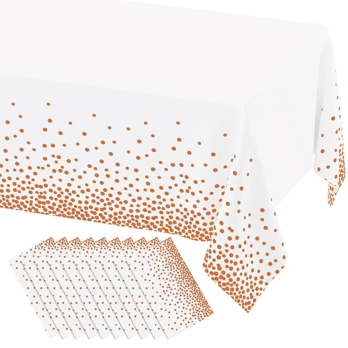misaya 3 Packs Dot Disposable Table Cloth, 54 x 108 Inch Waterproof Plastic Tablecloth, Rectangle Gold Dots in White Table Covers for Picnic, Birthday, Party and Back to School