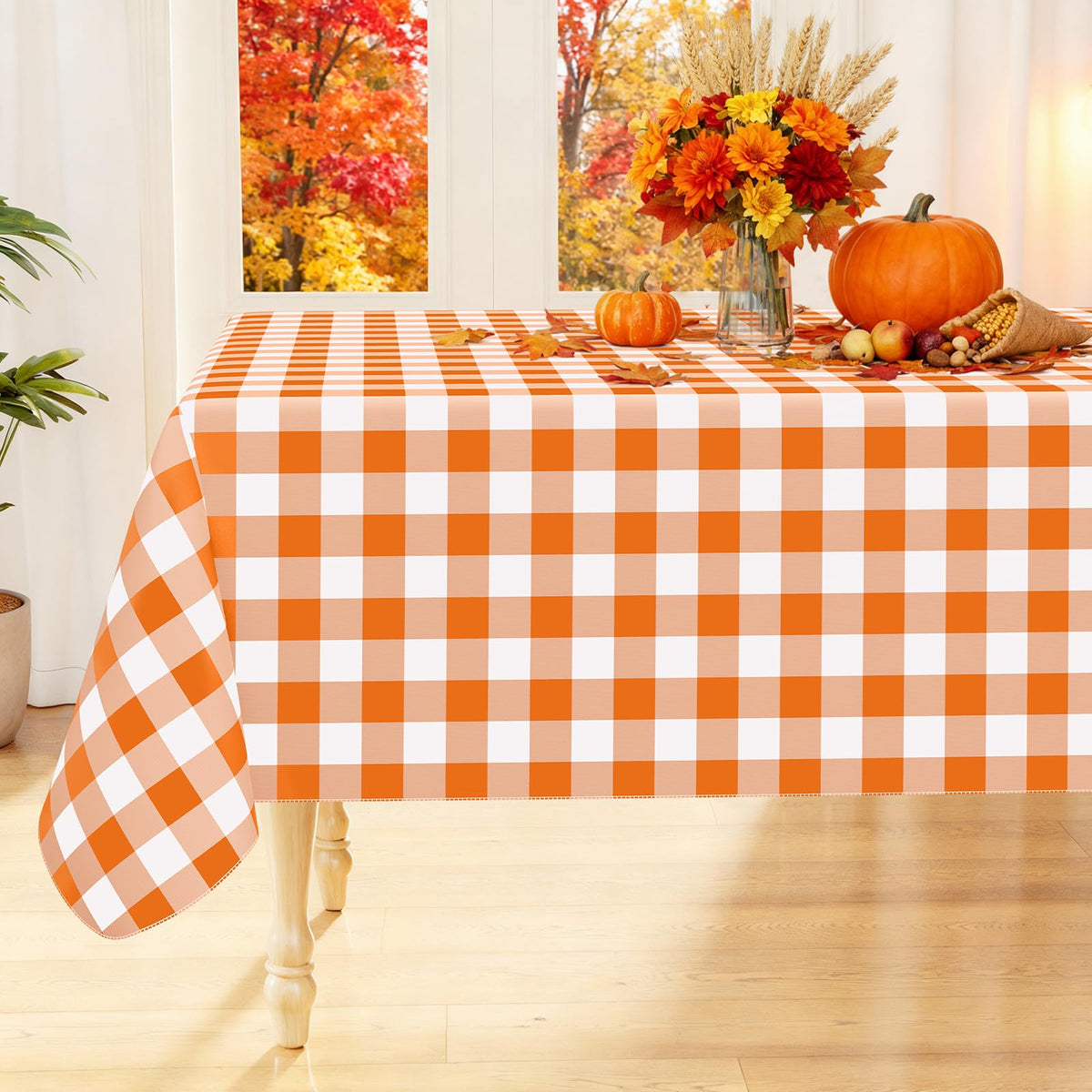 Smiry Picnic Table Cloth, Vinyl Tablecloths with Flannel Backing, 60"x84"