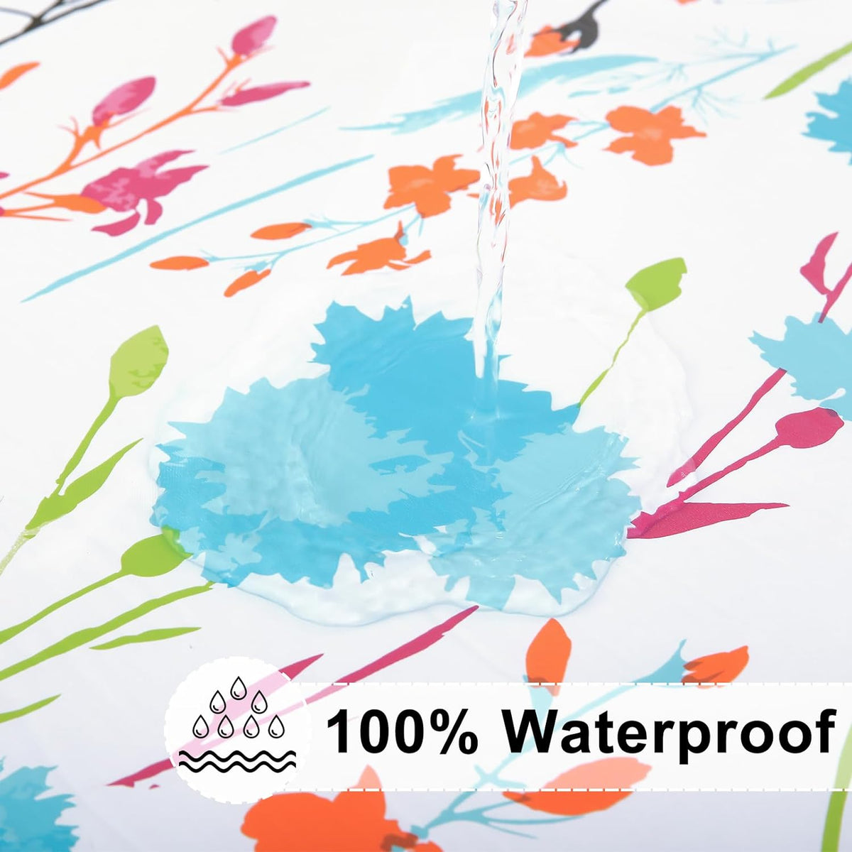 misaya Round Fitted Tablecloth with Elastic Edge, 100% Waterproof Oil Proof Plastic Table Cover, Vinyl Flannel Backed Tablecloth Fits 36"-44" Round Tables for Dinner, Outdoor, Picnic, Flowers