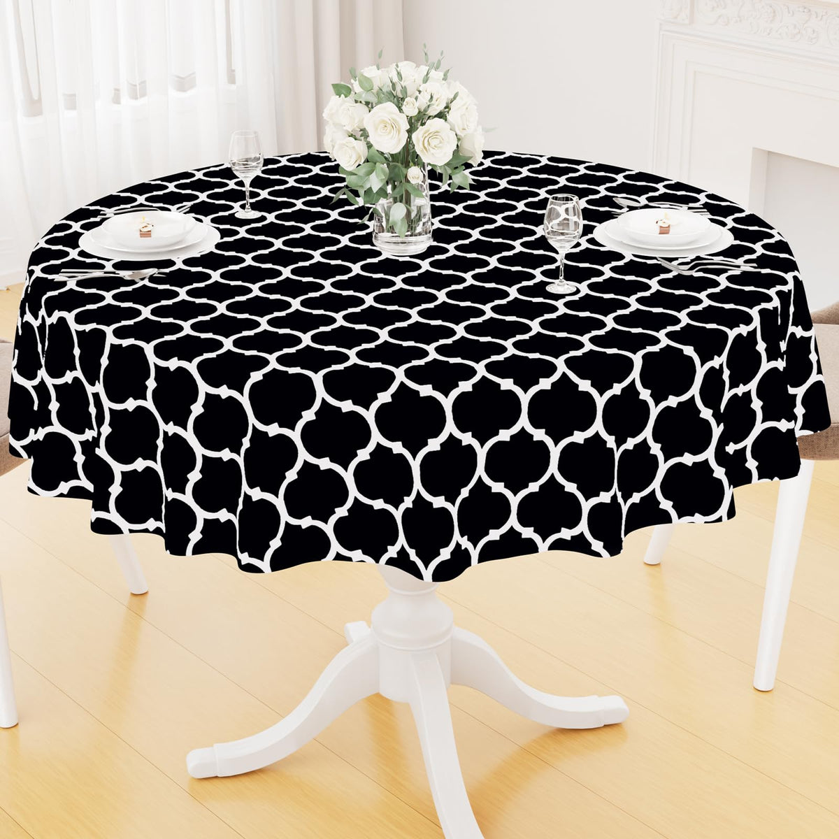 Smiry Rectangle Table Cloth, Flannel Backed Vinyl Tablecloth, 60"x84"