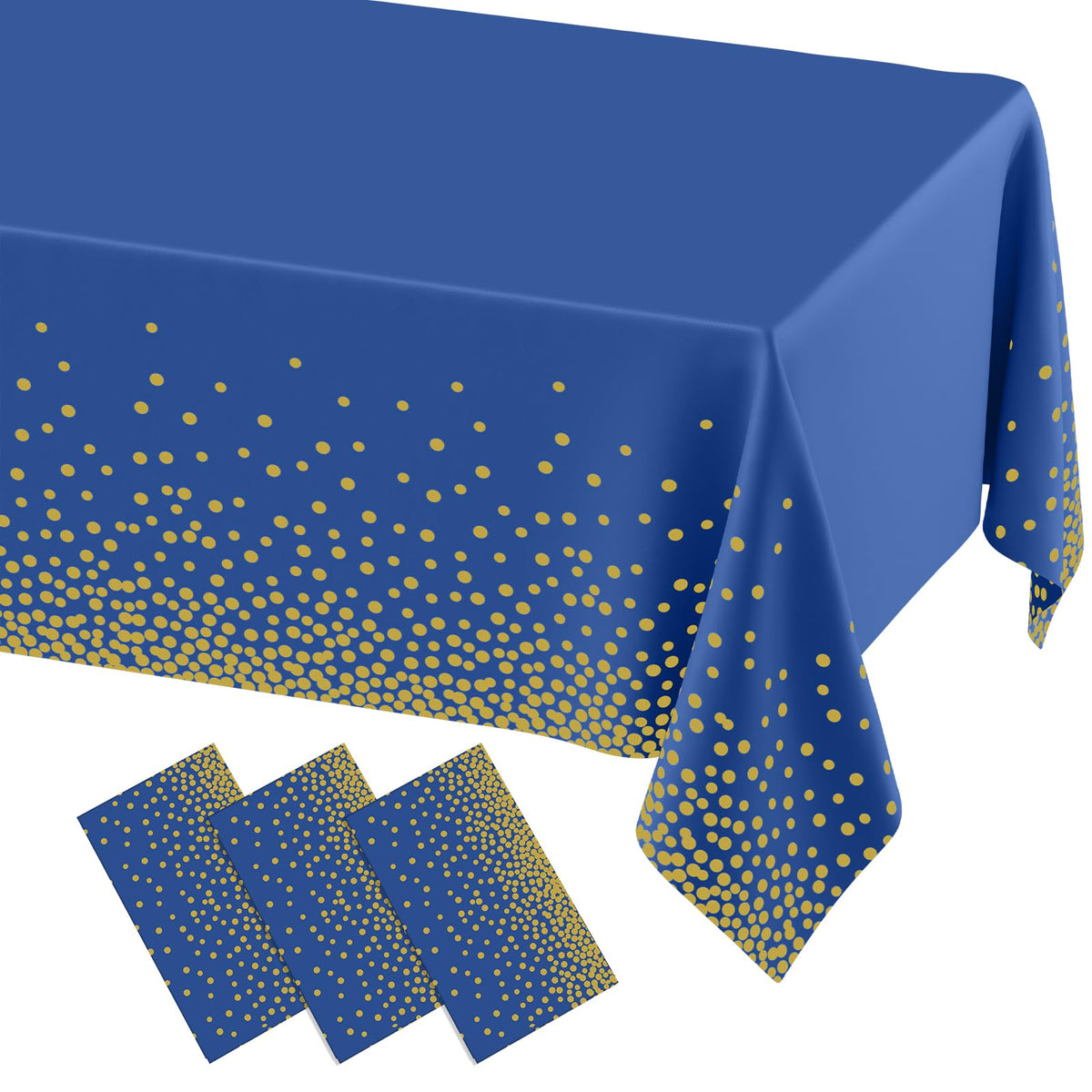 misaya 3 Packs Dot Disposable Table Cloth, 54 x 108 Inch Waterproof Plastic Tablecloth, Rectangle Gold Dots in White Table Covers for Picnic, Birthday, Party and Back to School