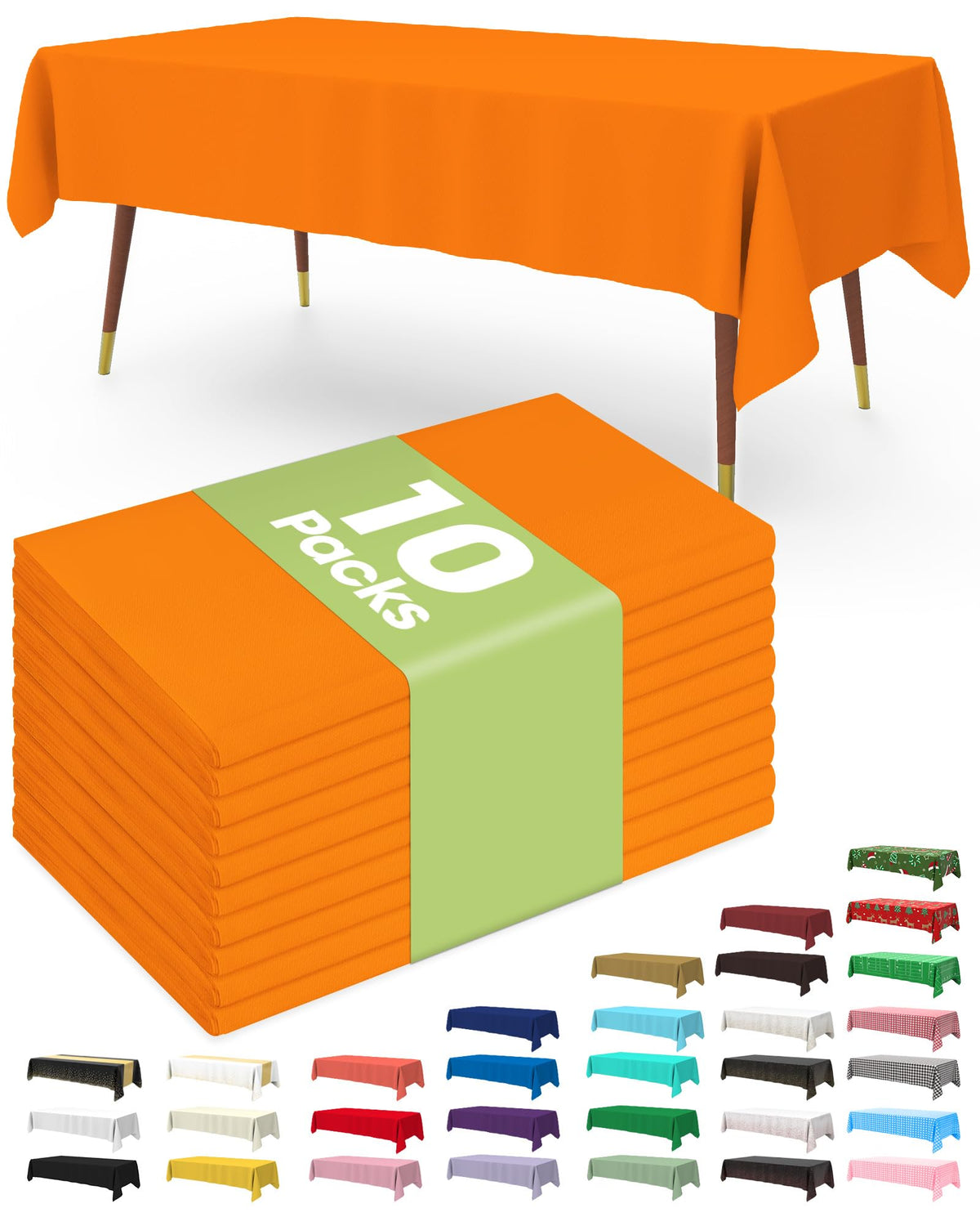 Pureegg Plastic Table Cloth Disposable 54x108 Inch 10 Pack, White