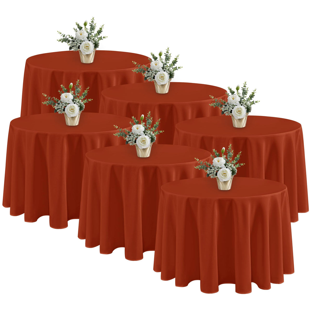 Fitable 6 Pack White Table Cloths 70x120 Inch for 6-8 Ft Rectangle Tables