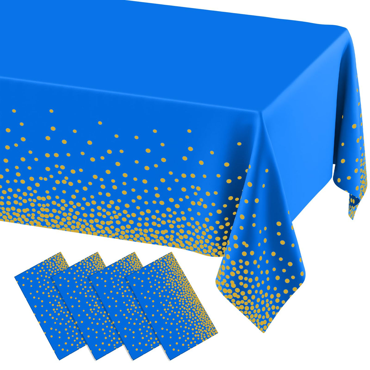 misaya 3 Packs Dot Disposable Table Cloth, 54 x 108 Inch Waterproof Plastic Tablecloth, Rectangle Gold Dots in White Table Covers for Picnic, Birthday, Party and Back to School
