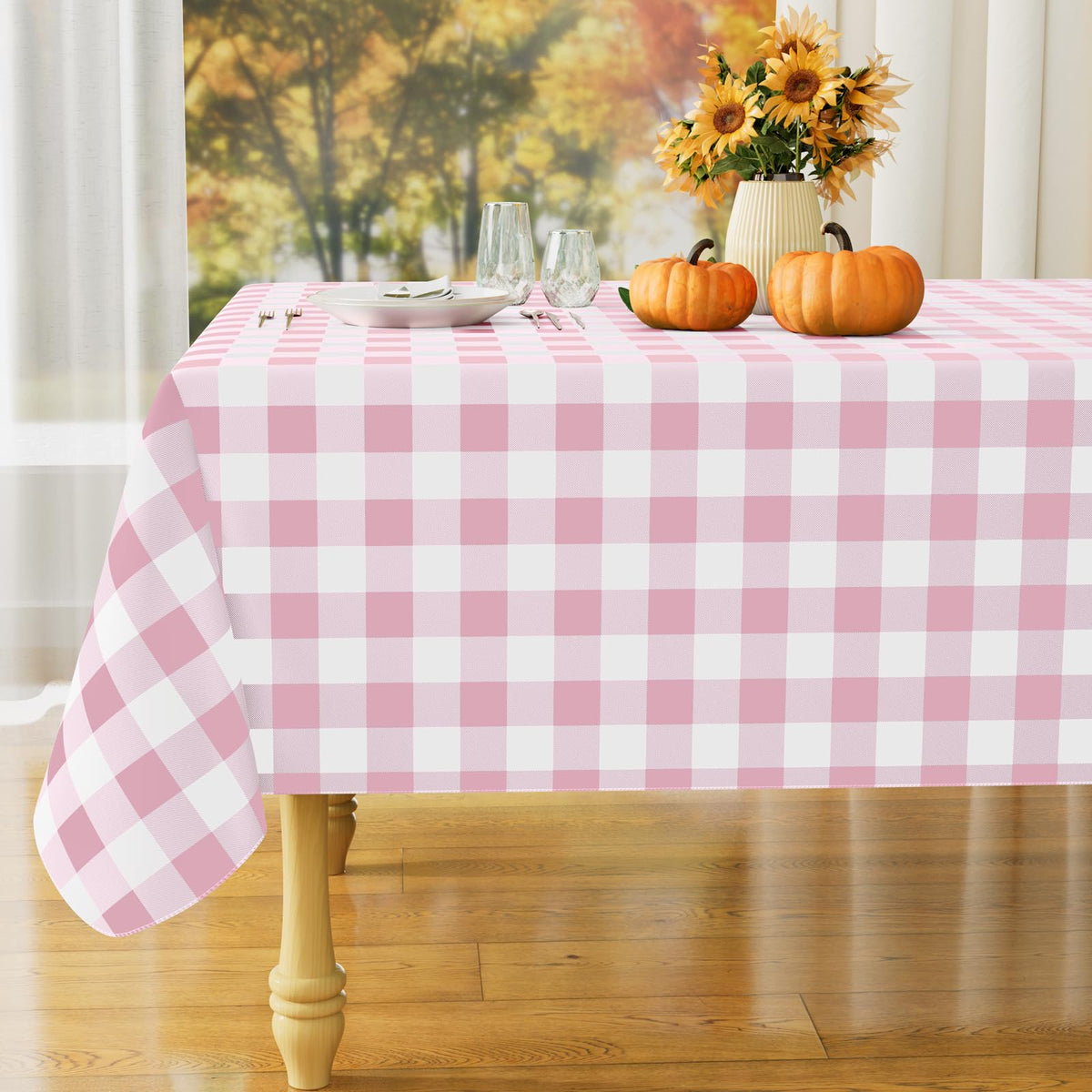 misaya Rectangular Waterproof Vinyl Table Cloth, Flannel Backed Tablecloth