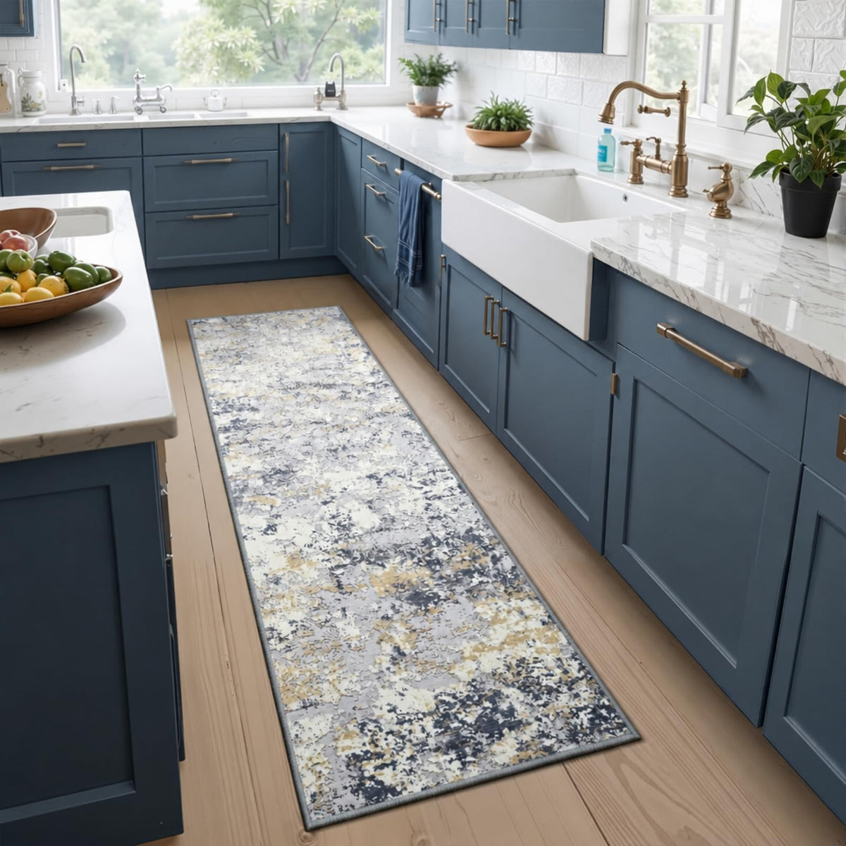Toneed 4'x6' Washable Area Rugs for Bedroom Living Room, 48"x72" Grey