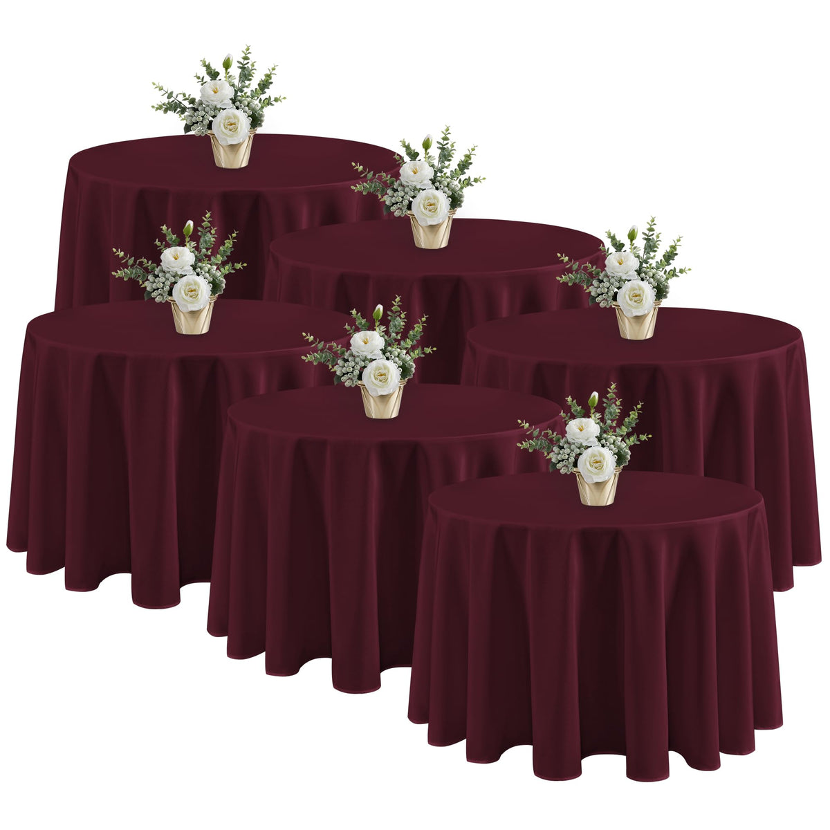 Fitable 6 Pack White Table Cloths 70x120 Inch for 6-8 Ft Rectangle Tables
