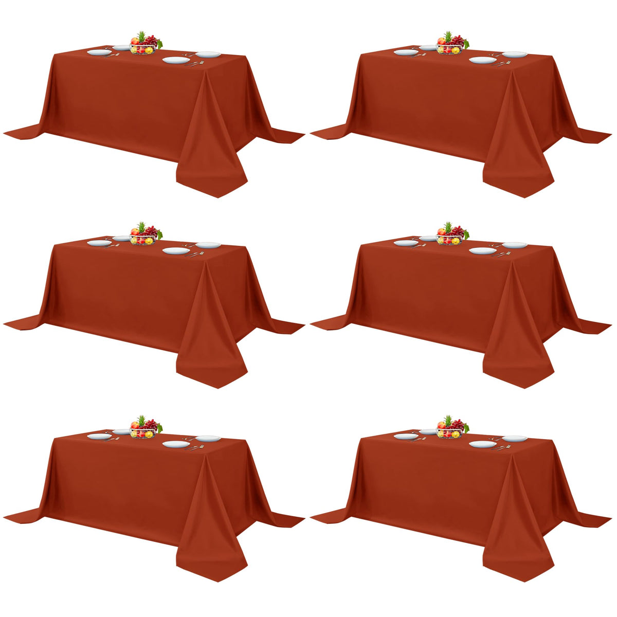 Fitable 6 Pack White Table Cloths 70x120 Inch for 6-8 Ft Rectangle Tables
