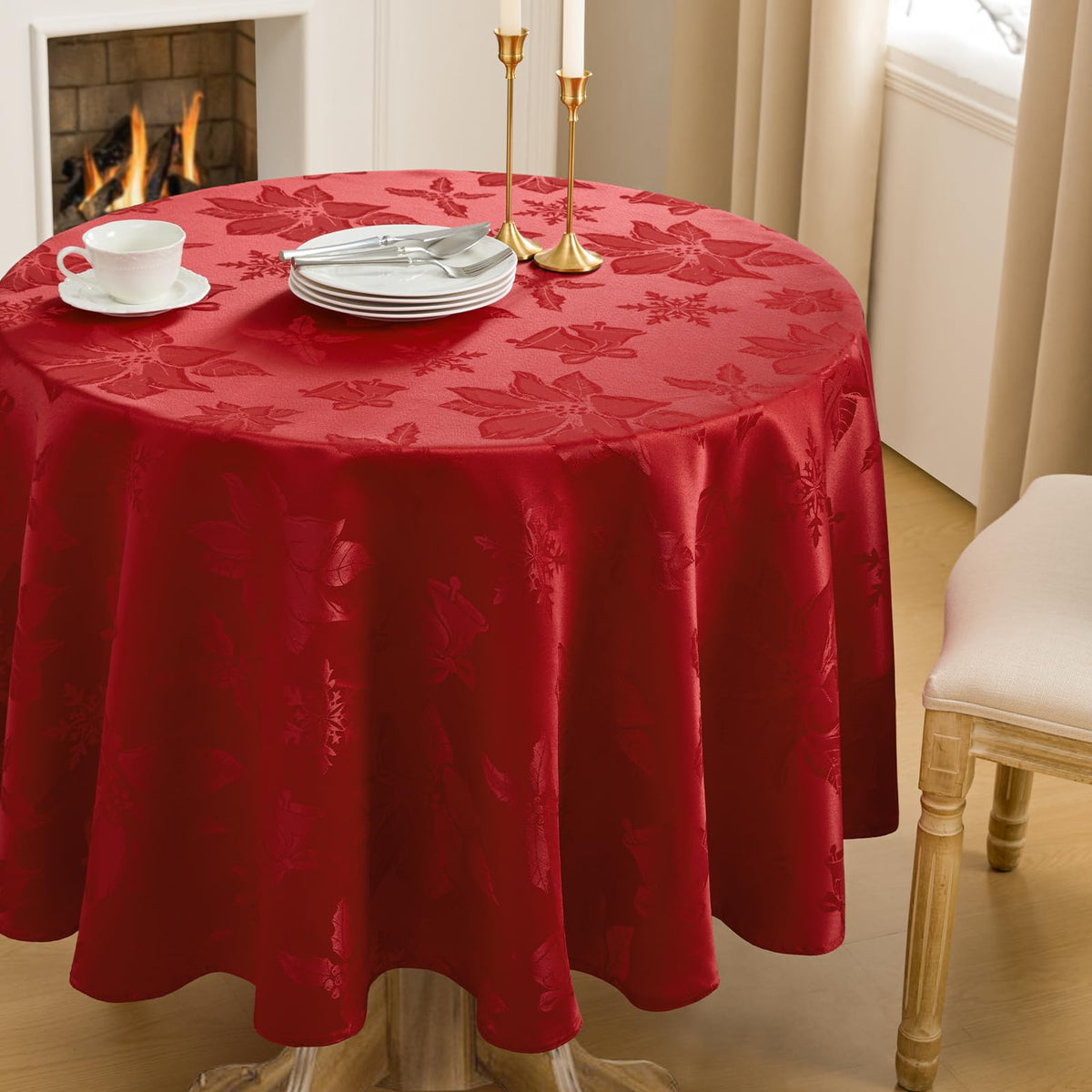 Softalker Fall Jacquard Rectangle Tablecloth, 60 x 84 Inch Burnt Orange