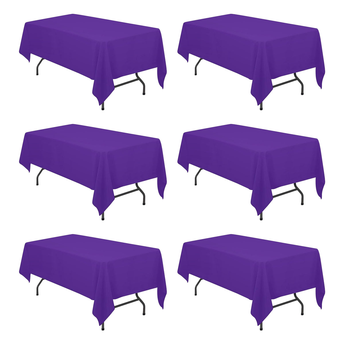 BRILLMAX 6 Pack Ivory Tablecloths 90x132 Inch for 6ft Rectangle Tables
