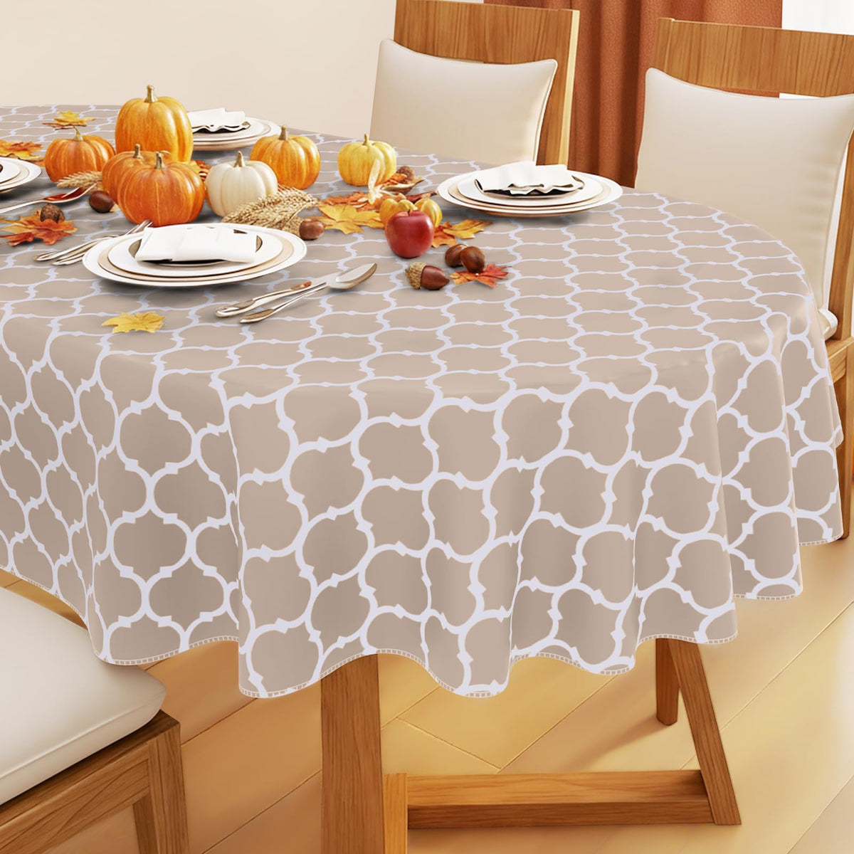 Smiry Rectangle Table Cloth, Flannel Backed Vinyl Tablecloth, 60"x84"