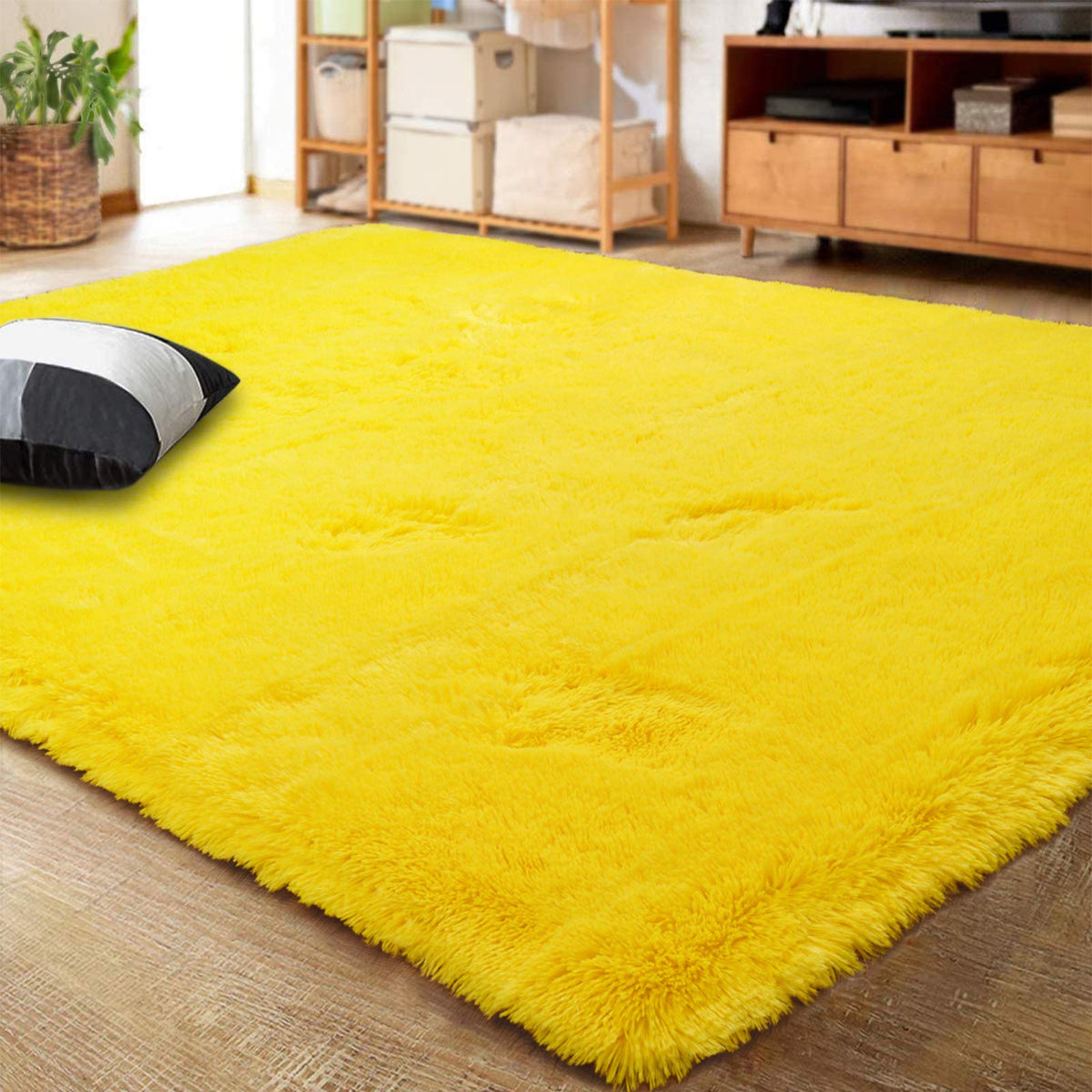 LOCHAS 4x6 Area Rugs Fluffy Living Room Carpets for Kids Bedroom, White
