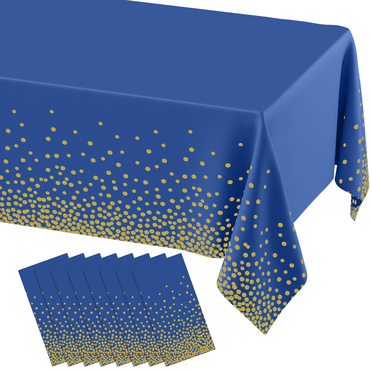 misaya 8 Packs Disposable Plastic Table Cloth, Gold Dots in Black