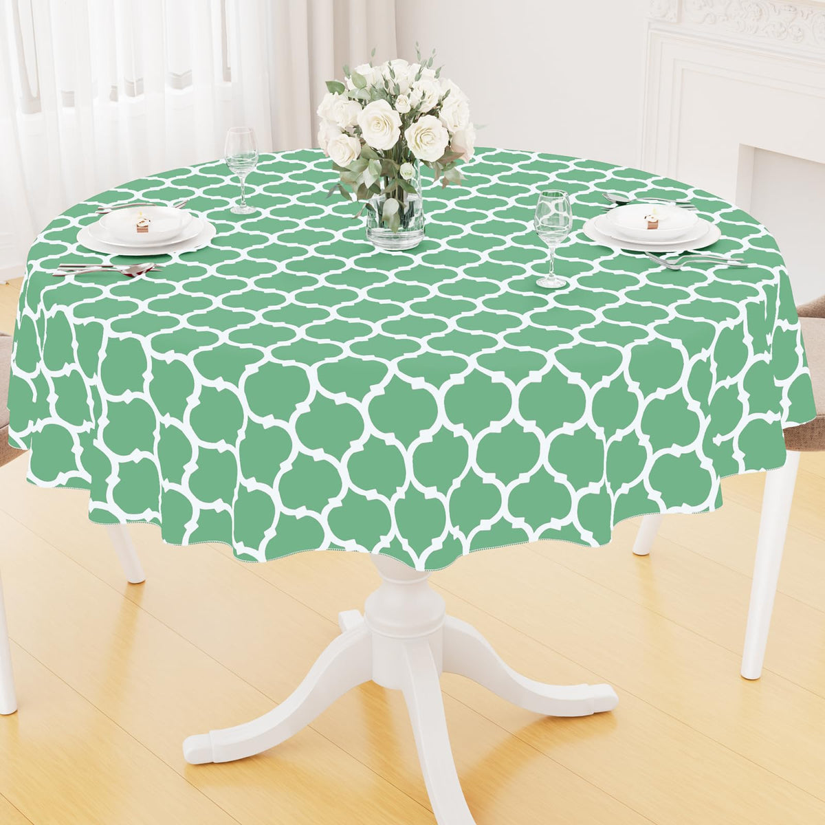 Smiry Rectangle Table Cloth, Flannel Backed Vinyl Tablecloth, 60"x84"