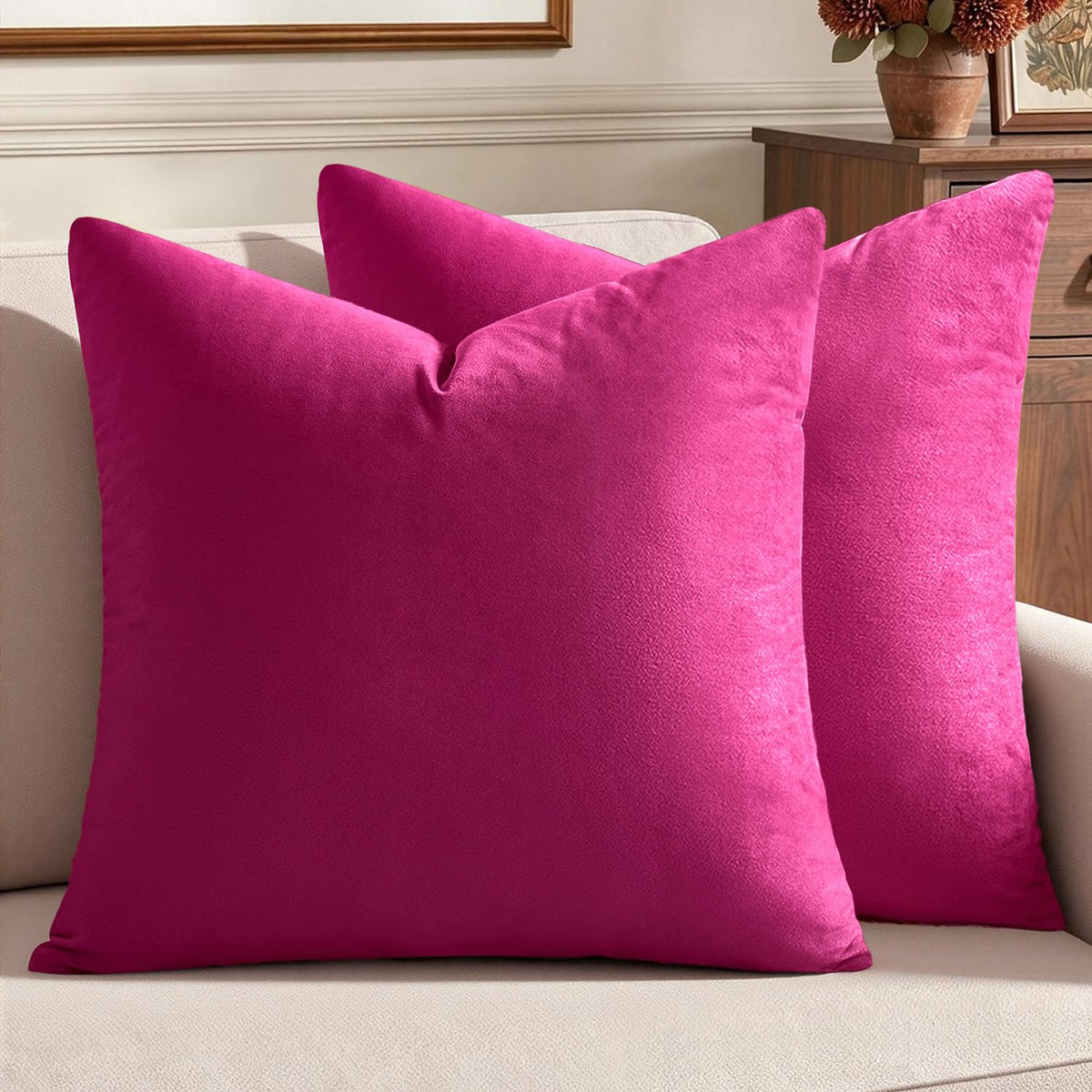 MIULEE Velvet Throw Pillow Covers 18x18 Inch Pack of 2 Dark Blue