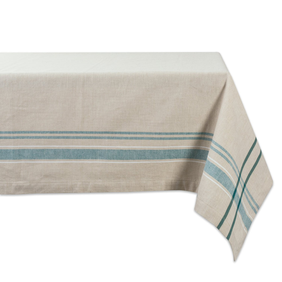 DII French Stripe Tabletop Collection Farmhouse Style Dining Table Linen Tablecloth, 60x120, Blue Chambray