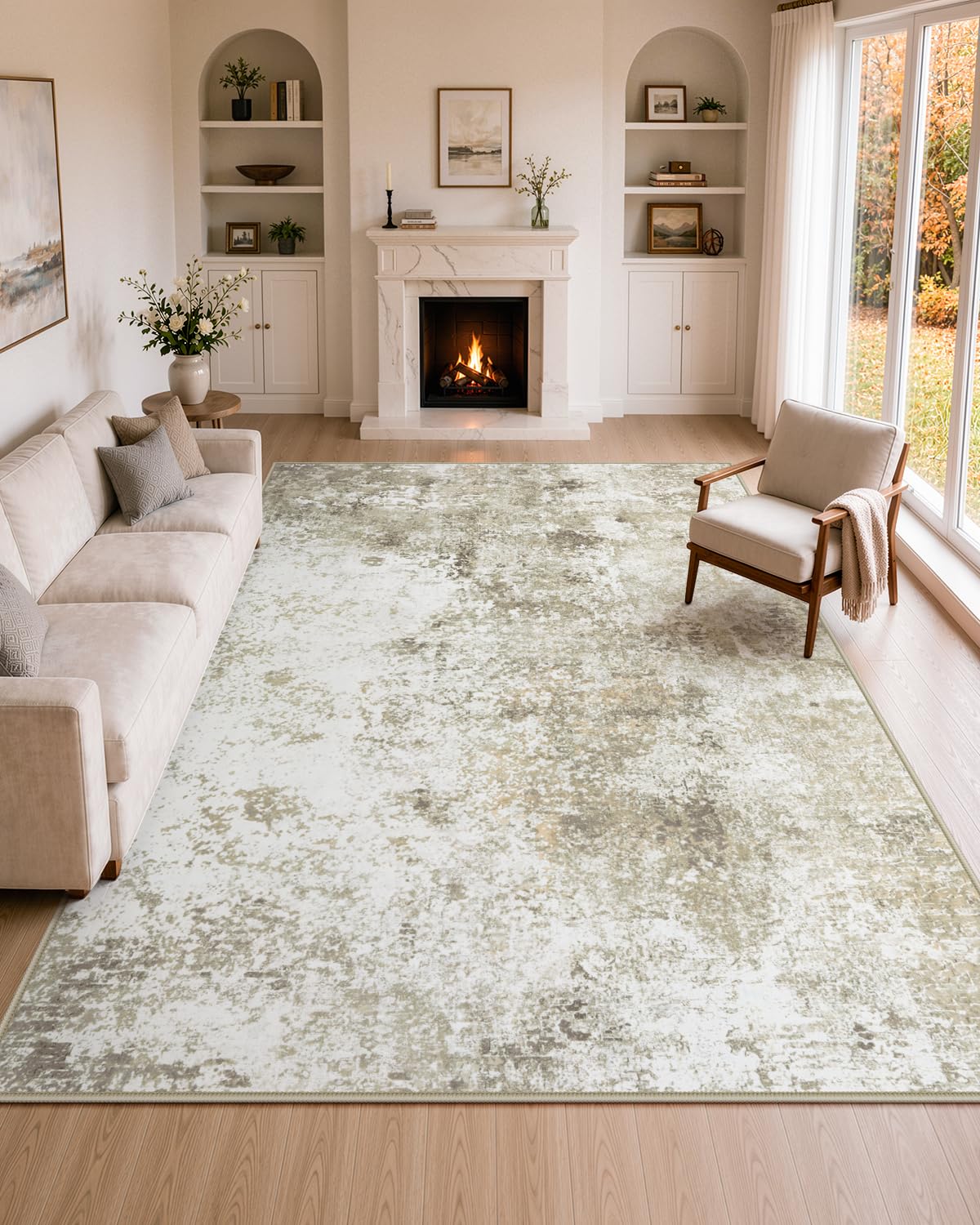 Lahome Modern Abstract Washable 5x7 Area Rugs for Living Room, Colorful Soft Bedroom Rug Low Pile Non Slip,Stain Resistance Dining Room Carpet for Nursery Office Entrance Home Office Decor