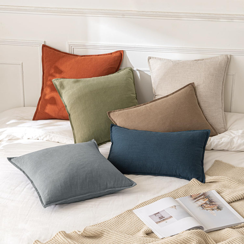 MIULEE Decorative Linen Euro Sham Pillow Covers 24x24 Natural Beige
