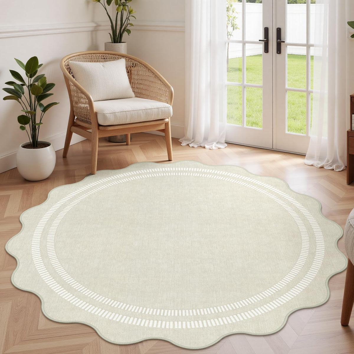 Area Rugs 5x7 Living Room Washable Modern Rug, Neutral Beige Soft Non Slip Rugs Ultra-Thin Indoor Carpet for Bedroom Dining Room Nursery Home Office