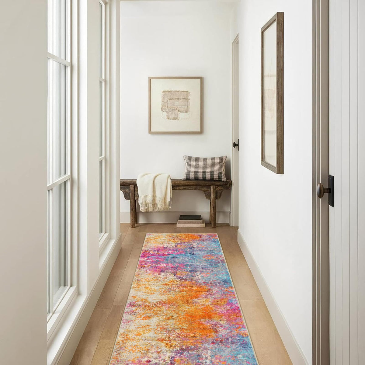 Lahome Modern Abstract Washable 5x7 Area Rugs for Living Room, Colorful Soft Bedroom Rug Low Pile Non Slip,Stain Resistance Dining Room Carpet for Nursery Office Entrance Home Office Decor