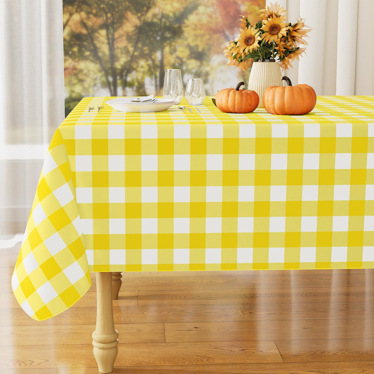 misaya Rectangular Waterproof Vinyl Table Cloth, Flannel Backed Tablecloth