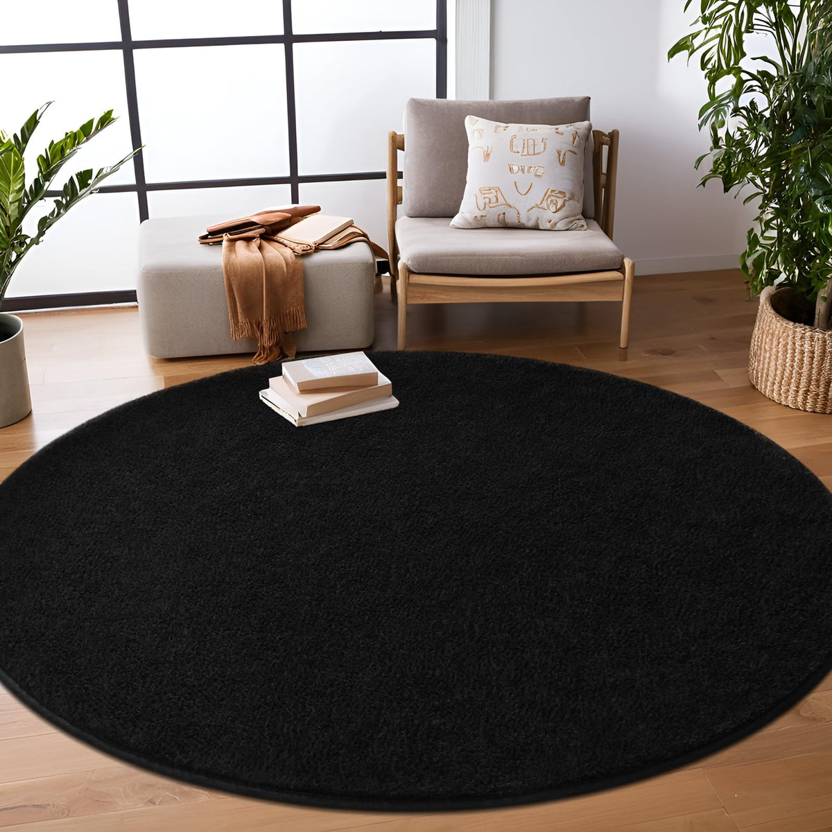 5x7 Black Area Rug Modern Aesthetic Minimalist