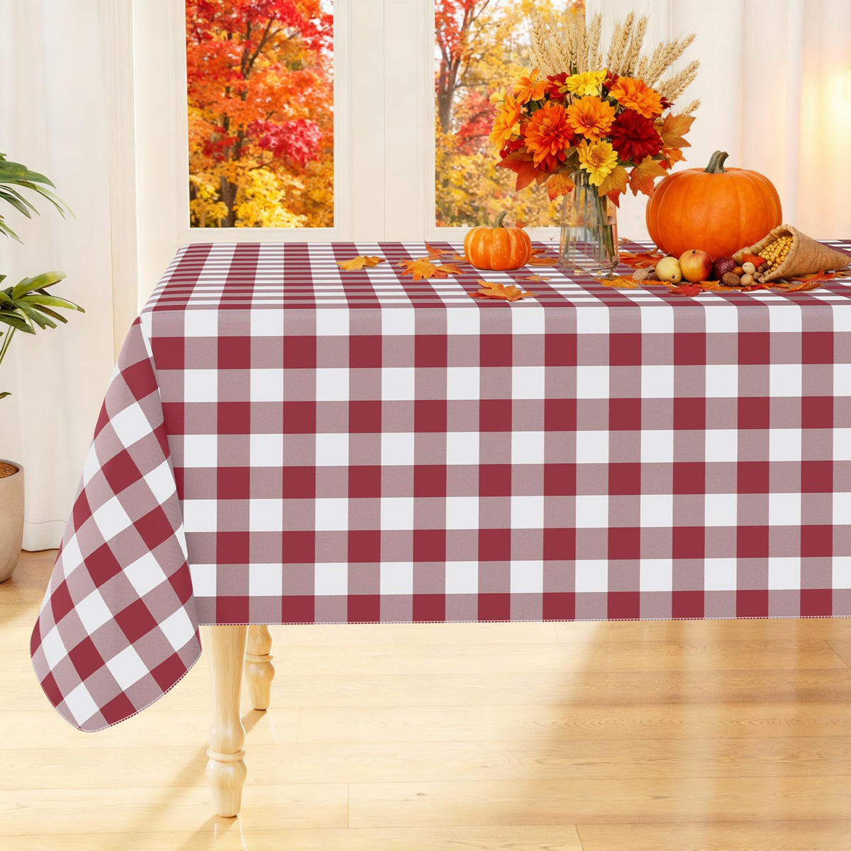 Smiry Picnic Table Cloth, Vinyl Tablecloths with Flannel Backing, 60"x84"