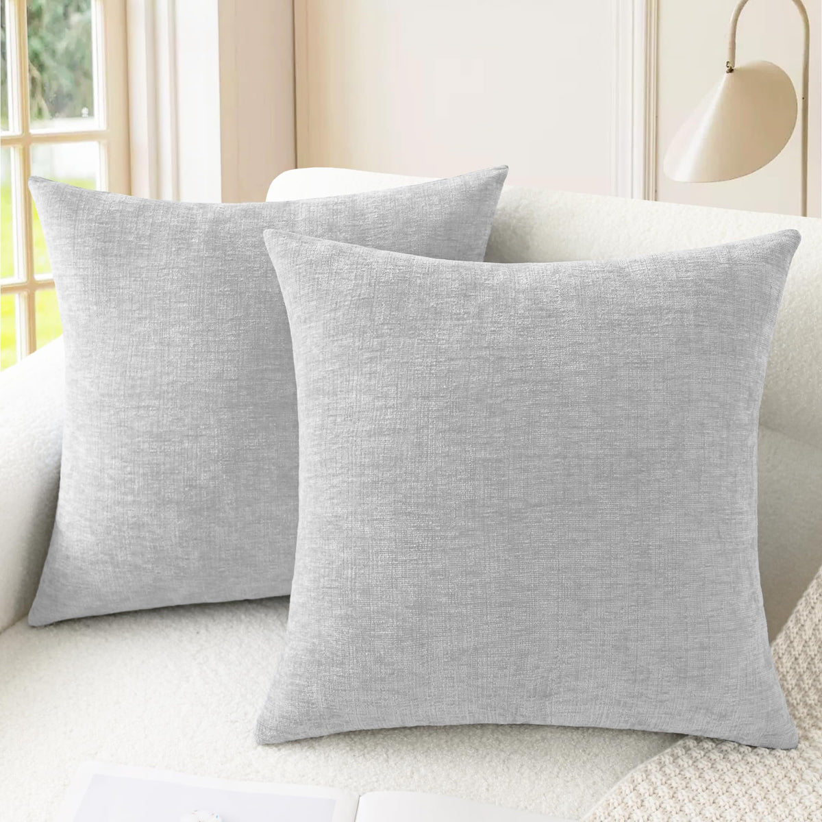 CaliTime Decorative Couch Throw Pillow Covers 18 X 18 Inches Medium Grey