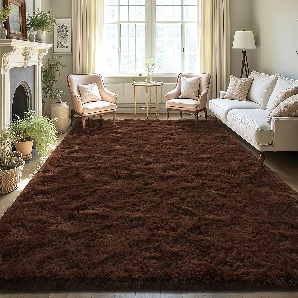 LOCHAS 4x6 Area Rugs Fluffy Living Room Carpets for Kids Bedroom, White