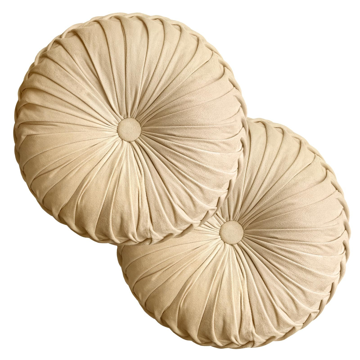 Teieas Round Throw Pillow Velvet Home Decoration Pleated Round Pillow Cushion for Couch Chair Bed Car Orange