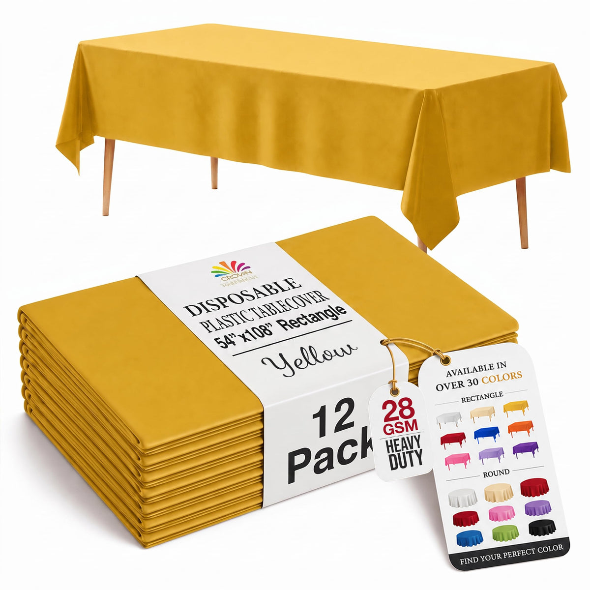 Exquisite 12-Pack Premium Plastic Tablecloth 12-Pack Premium Plastic Tablecloth 84in. Round Table Cover - Emerald Green