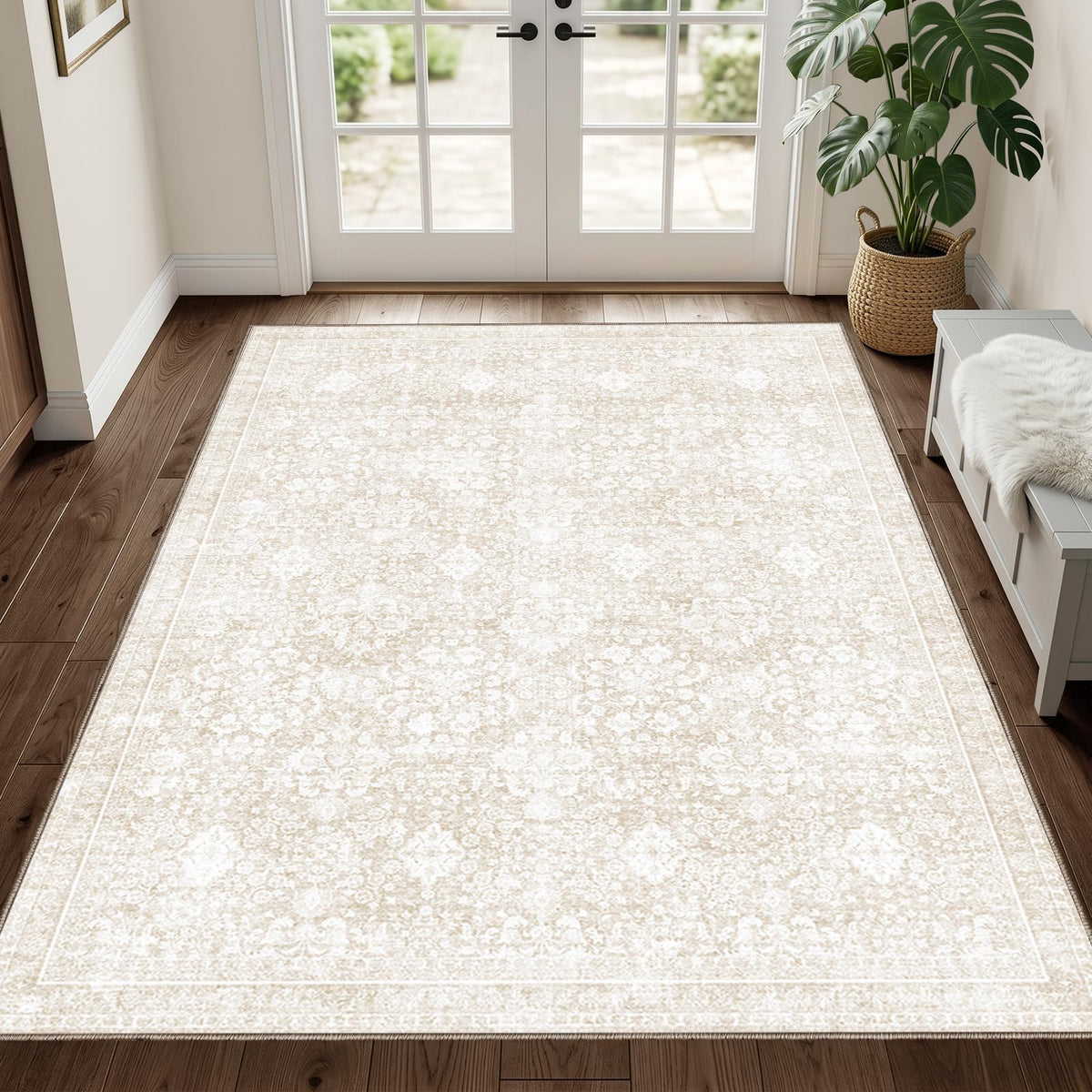Sasttie 4x6 Area Rugs, Ultra-Soft Washable Rug for Living Room, Beige