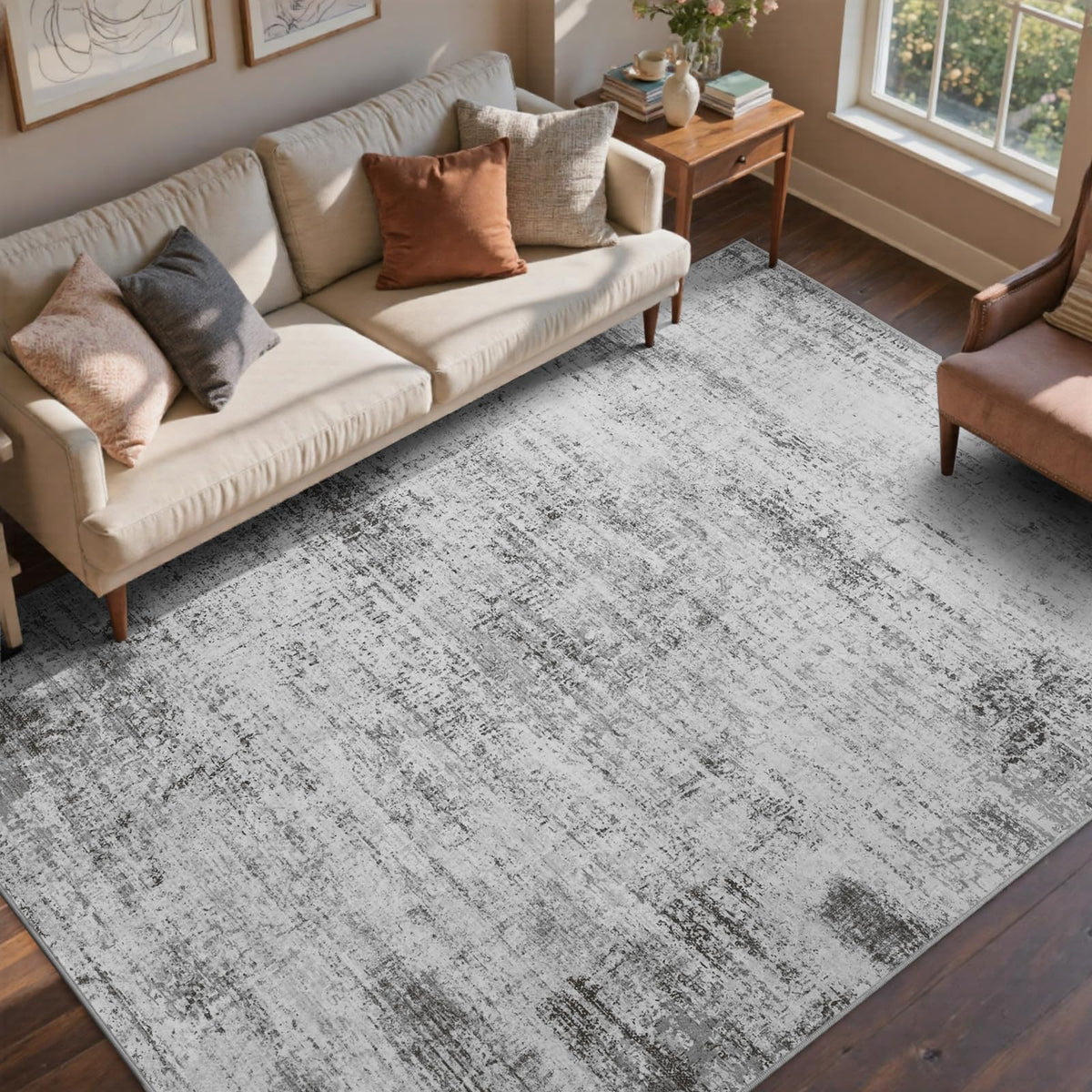 6x9 Ft Large Area Rugs for Living Room, Soft Non-Slip Washable Rugs Modern Abstract Pattern Carpet for Bedroom Indoor Floor Nursery Home Decor (Blue)