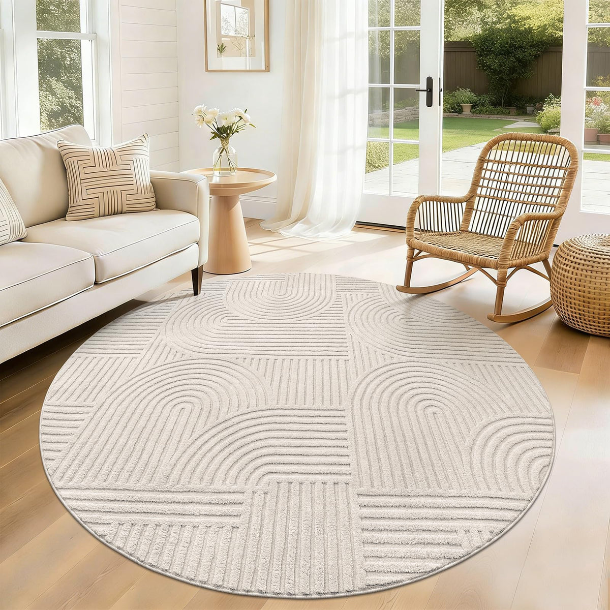 Pauwer 5x7 Area Rugs for Living Room, Modern Non Slip Washable Rug, Beige