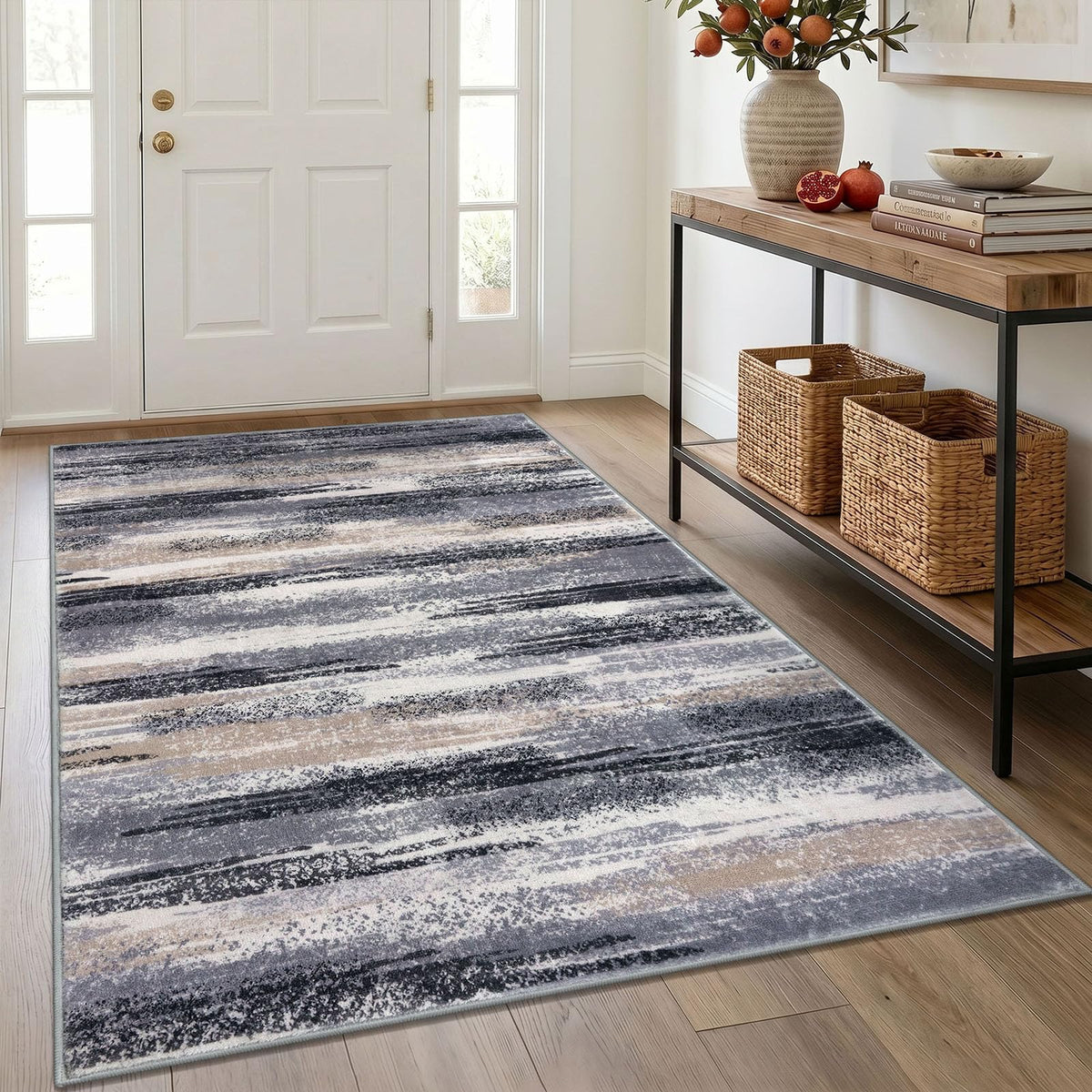 Lansny Abstract 2x3 Area Rug Small Washable Entryway Rug Non Slip Door Mat