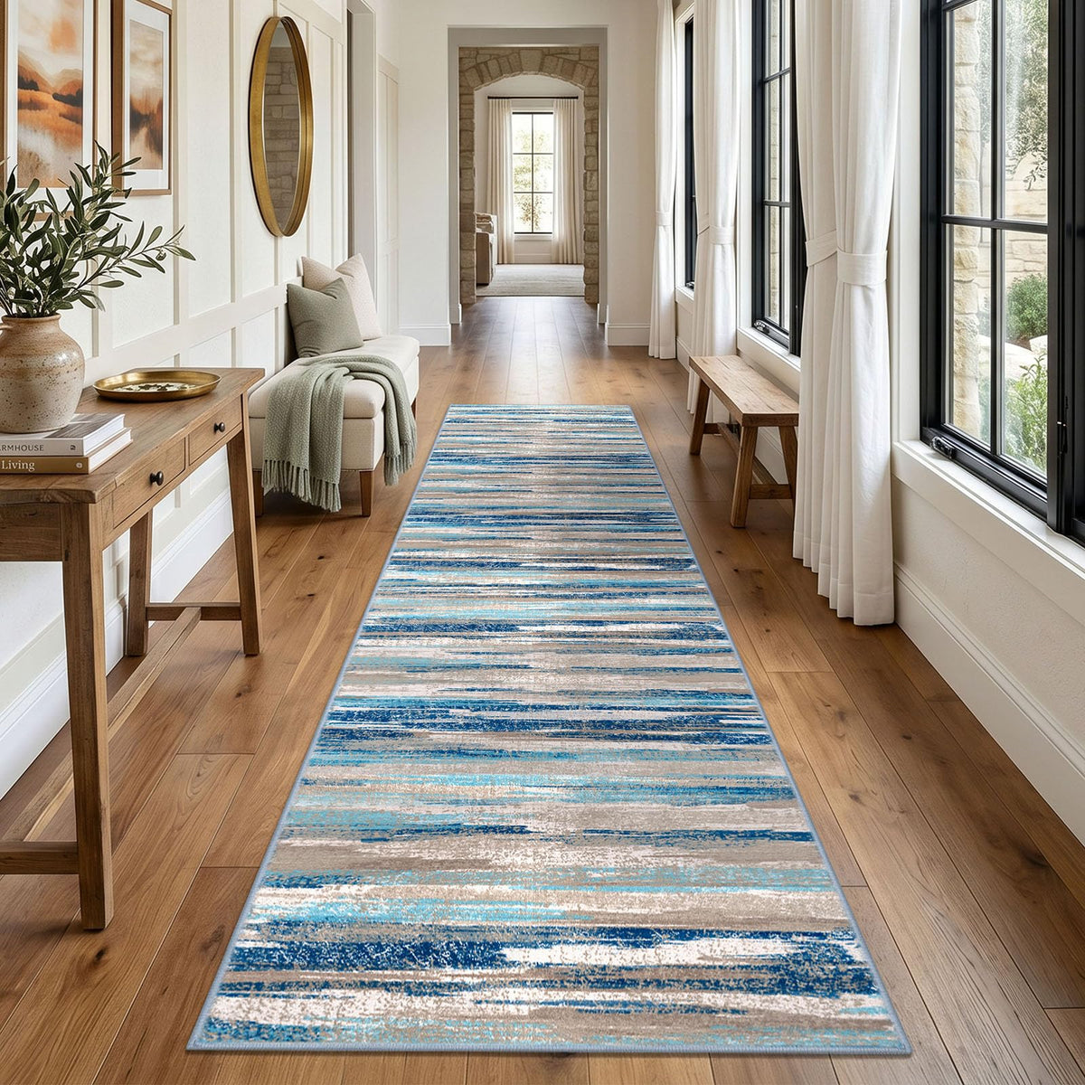 Lansny Abstract 2x3 Area Rug Small Washable Entryway Rug Non Slip Door Mat