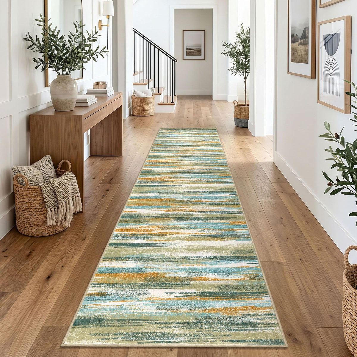 Lansny Abstract 2x3 Area Rug Small Washable Entryway Rug Non Slip Door Mat