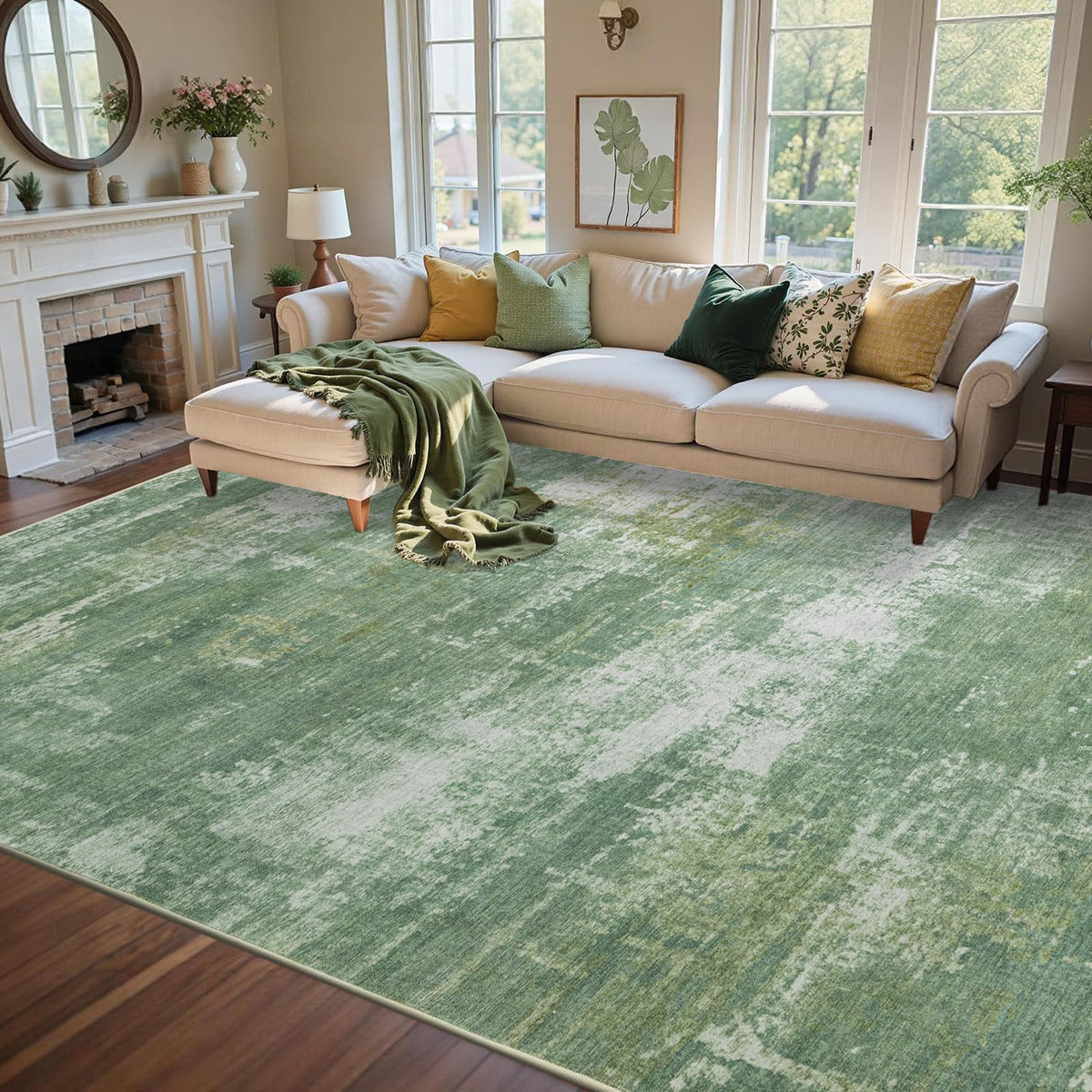 6x9 Ft Large Area Rugs for Living Room, Soft Non-Slip Washable Rugs Modern Abstract Pattern Carpet for Bedroom Indoor Floor Nursery Home Decor (Blue)