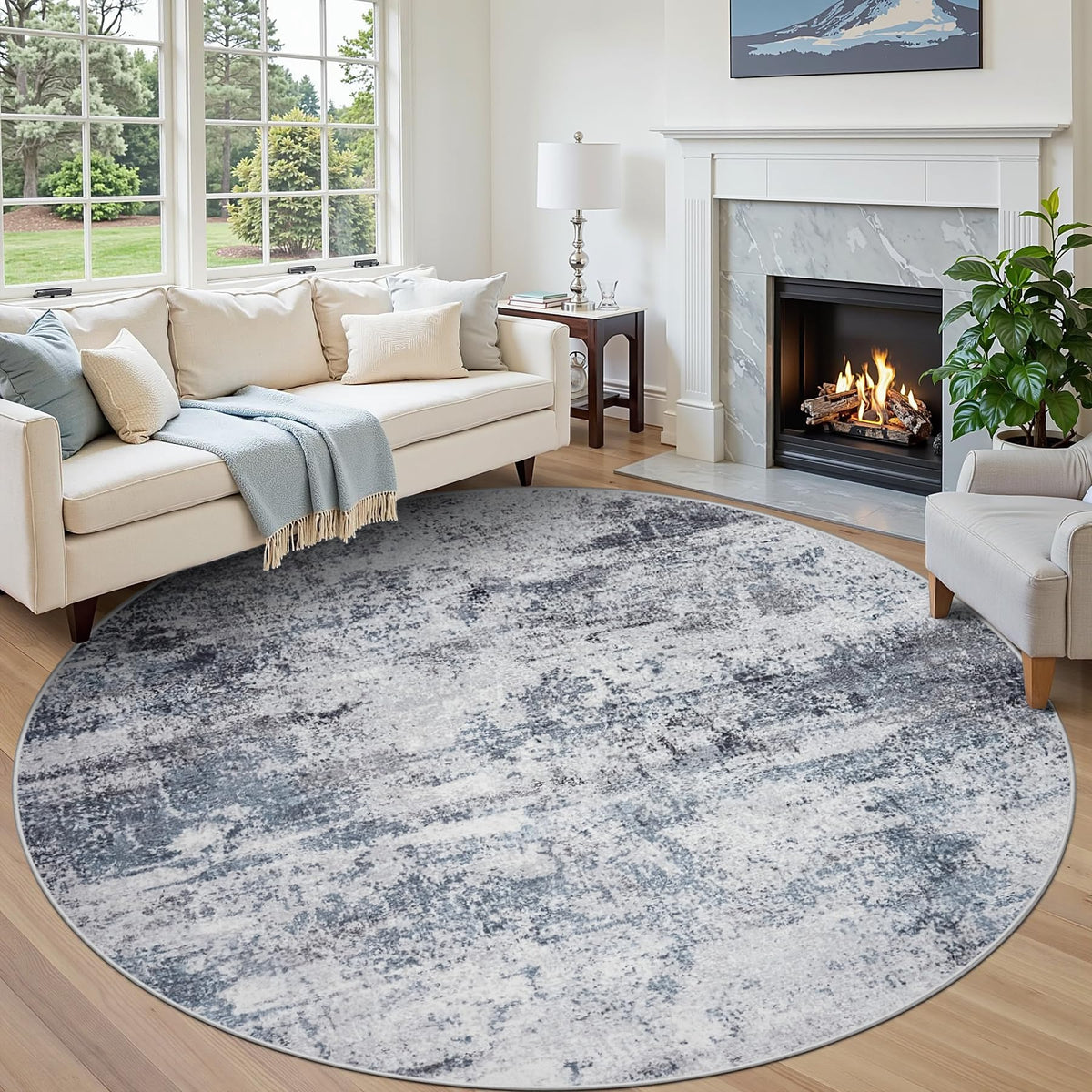 8x10 Area Rugs for Living Room Washable Bedroom Dining Room Blue Grey