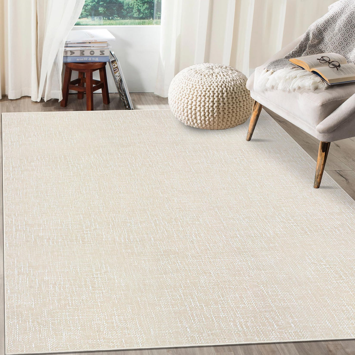 RUGSREAL Bedroom Area Rug 4x6 Modern Abstract Area Rug Stain Resistant Small Living Room Rug Contemporary Dining Room Rug Non-Slip Solid Rug Aesthetic Accent Floor Carpet for Kitchen Office, Dark Grey