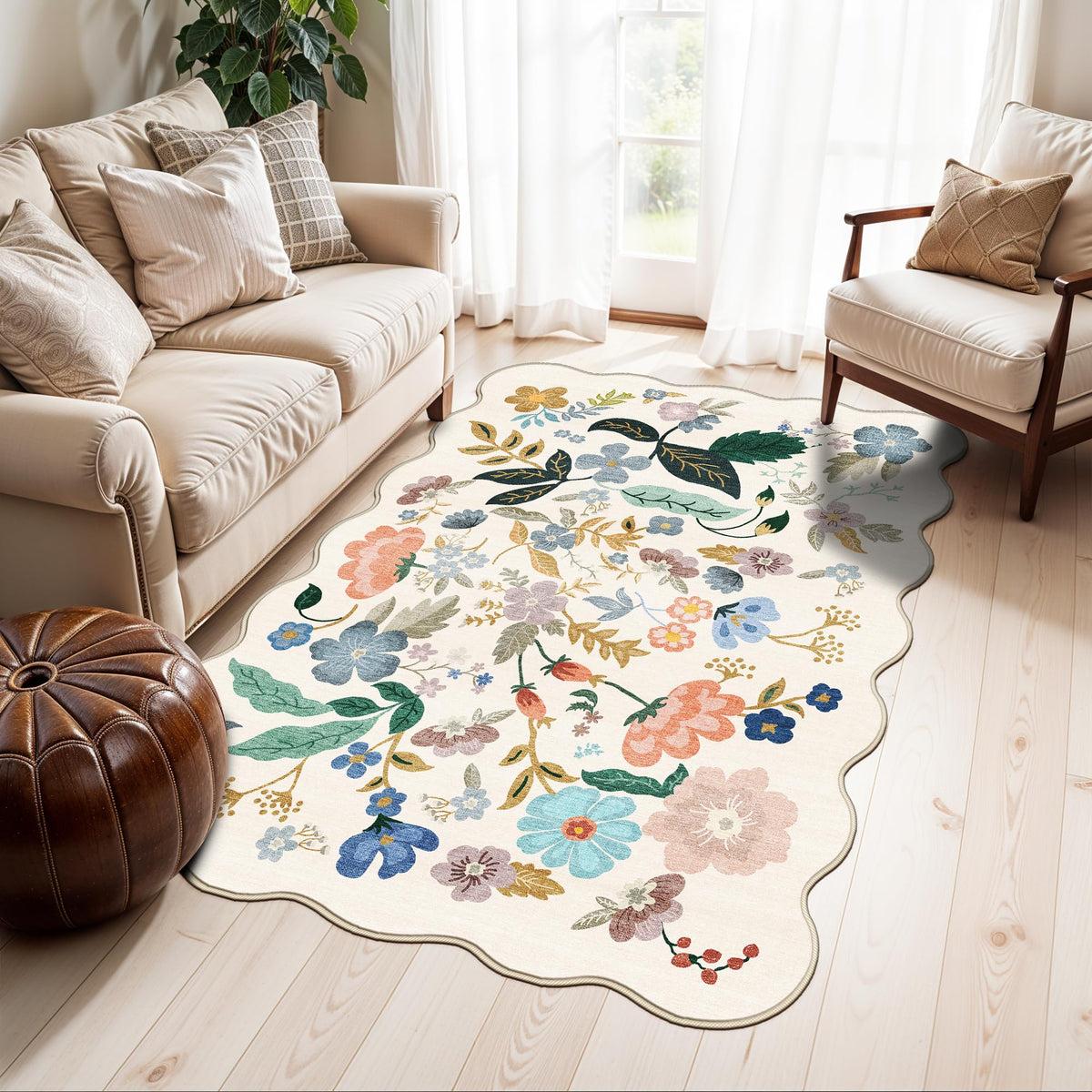 Hallway Washable Runner Rug - 2x10 Kitchen Rugs Entryway Rug Runner Vintage Soft Floor Mat Non Slip Indoor Farmhouse Carpet for Bathroom Living Room Bedroom (2 X 10, Beige)