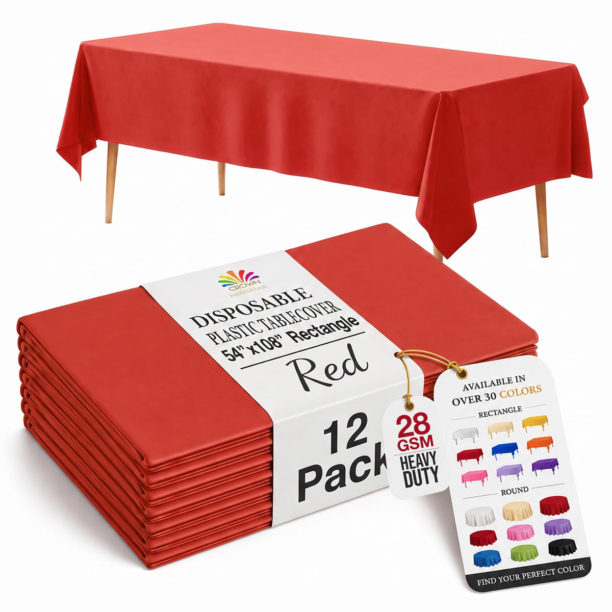 Exquisite 12-Pack Premium Plastic Tablecloth 12-Pack Premium Plastic Tablecloth 84in. Round Table Cover - Emerald Green