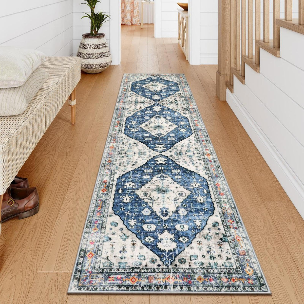 Lahome Felice Boho Tribal 2x3 Washable Small Rugs for Entryway Doormat Indoor Entrance, Throw Rugs with Rubber Backing, Bohemian Soft Non-Slip Bathroom Carpet for Bath Front Door Kitchen Floor